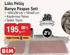 CASİLDA HOME LÜKS PELÜŞ BANYO PASPAS SETİ